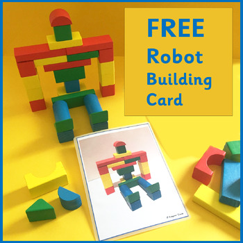 Wooden block ROBOT construction building card for Kindergarten