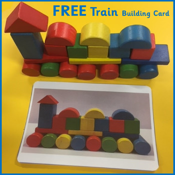 Preview of Wooden block TRAIN construction building card for Pre-School/Kindergarten