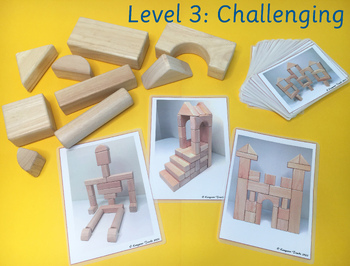 Preview of Wooden block building challenge cards Block Center SET 3: KG CHALLENGING
