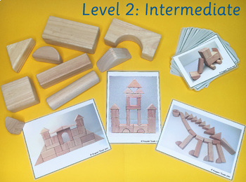 Preview of Wooden block building challenge cards Block Center Activity SET 2: INTERMEDIATE