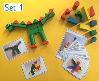 Preview of Wooden block building challenge cards for Pre-School/Kindergarten STEM (Set 1)