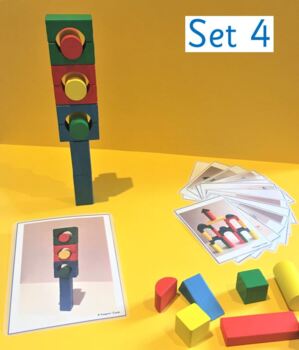 Preview of Wooden block building challenge cards for Pre-School/Kindergarten STEM (Set 4)