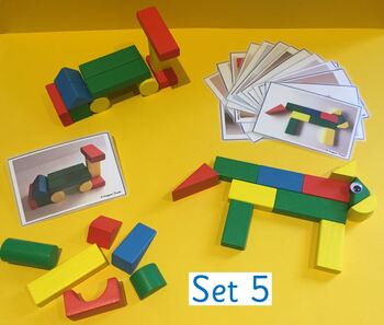 Preview of Wooden block building challenge cards for Pre-School/Kindergarten STEM (Set 5)