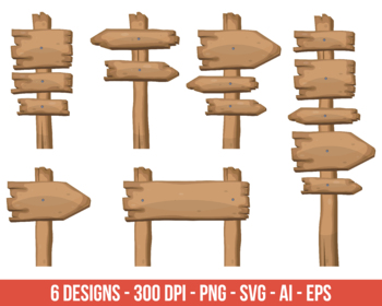 Wooden sign boards clipart, stake clip art, cartoon by Creativeclipcloud