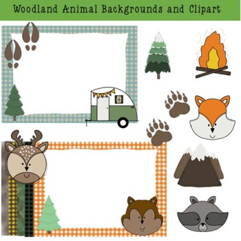 Preview of Woodland Animal Backgrounds and Clipart - Commercial Use 