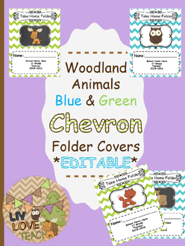 Preview of Woodland Animal Chevron Editable Folder Covers