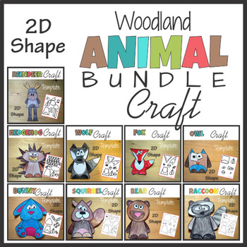 Preview of 2D Shape Animal Craft BUNDLE - Template Cut and Paste
