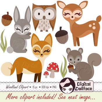 Woodland Animal Forest Friends Clipart Set By Digital Dollface