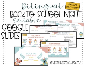 Preview of Woodland Animal Friends Virtual Back To School Night Google Slides