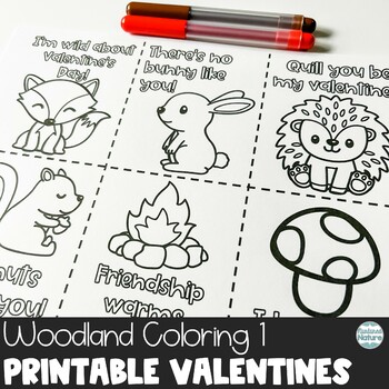 Woodland Animals Printable Valentines for Students - Fox, Rabbit, Hedgehog,  and Chipmunk