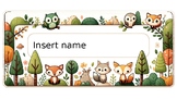 Woodland Animals: Desk labels