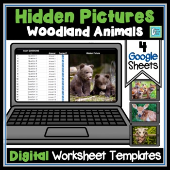 Woodland Animals Editable Hidden Picture Digital Worksheet Templates