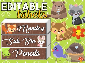 Preview of Woodland Animals Editable Labels | Name Tags | Mailbox | Sterilite Drawer