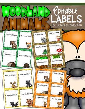 Preview of Woodland Animals Forest Camping Theme Classroom Labels Decorations Editable