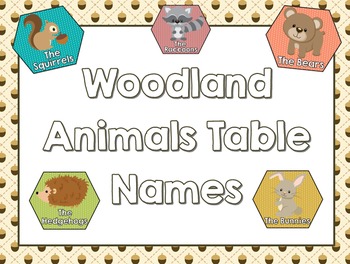 Woodland Animals Polka-Dot Table Names by Adams Family Kindergarten