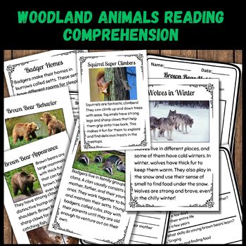 Preview of Woodland Animals Reading Passages and Comprehension