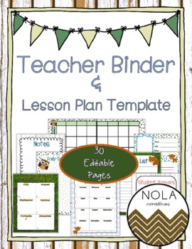 Preview of Woodland Animals Teacher Binder/Lesson Plan Template- EDITABLE