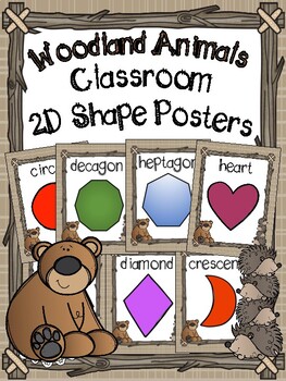 Preview of Woodland Animals Theme 2D Shape Posters