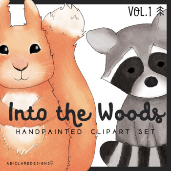 Preview of Woodland Animals Watercolor Clip Art Set 1