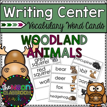 Preview of Writing Center Vocabulary Woodland Animals Word Cards
