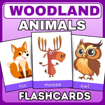 Preview of Woodland Animals vocabulary flashcards- english
