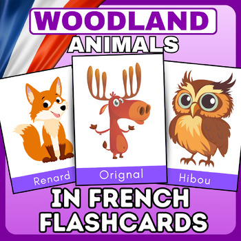 Preview of Woodland Animals (Animaux des bois) vocabulary flashcards- french