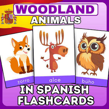 Preview of Woodland Animals (animales del bosque) vocabulary flashcards- spanish