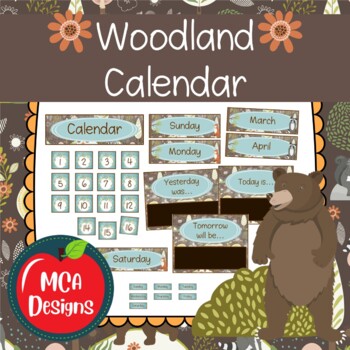Woodland Calendar by MCA Designs Teachers Pay Teachers