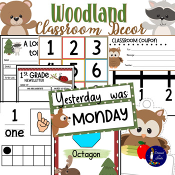 Preview of Woodland Classroom Decor Editable Super Pack