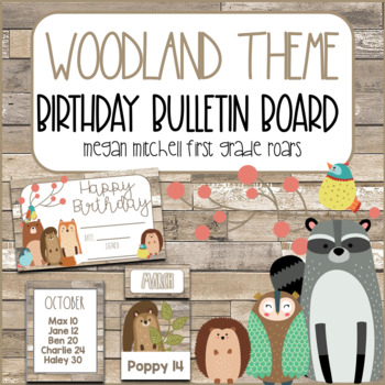 Woodland Classroom Decor Happy Birthday Bulletin Board & More | TpT