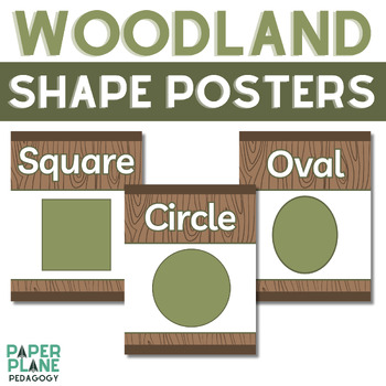 Preview of Woodland Classroom Decor | Shape Posters (2D and 3D Shapes)