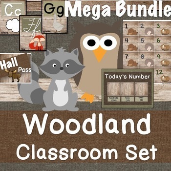 Preview of Woodland Classroom Decor Set Mega Bundle