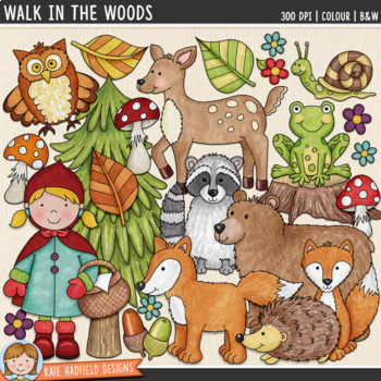 Preview of Woodland Animals Clip Art: Walk in the Woods (Kate Hadfield Designs)