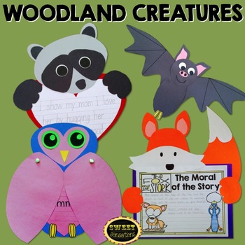 Preview of Woodland Creatures Crafts | Raccoon Craft | Owl | Bat | Fox