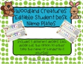 Woodland Creatures Editable Student Desk Name Plates