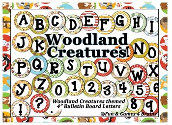 Woodland Creatures Themed 4 inch Circular Bulletin Board Letters