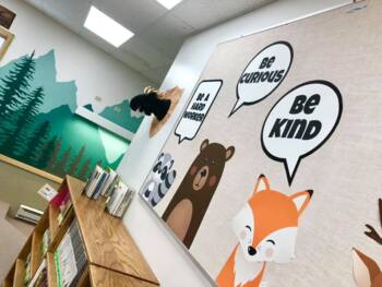 Preview of 6 Woodland Creatures/Word Bubble Set Classroom Camping Theme Motivation