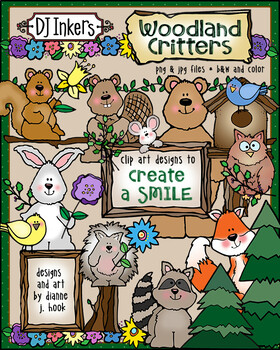 Preview of Woodland Critters - Forest Animal Clip Art for Spring by DJ Inkers