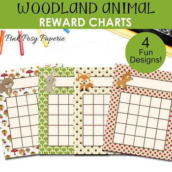 Preview of Woodland Animal Reward Charts - Class Incentive - Behavior Management