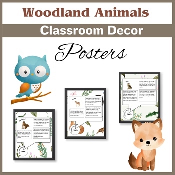 Preview of Woodland Forest Animals Classroom Decor Posters|Woodland Bulletin Board Ideas
