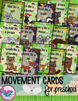 Preview of Woodland Forest Animals Movement Cards for Brain Break Transition Activity
