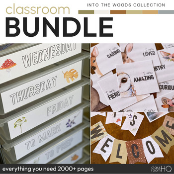 Preview of Woodland Forest Theme Classroom Decor BUNDLE | INTO THE WOODS
