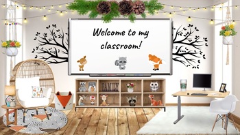 Preview of Woodland Forest Themed Bitmoji Classrooms AND Canvas Template