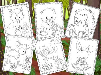 Woodland Baby Animals Coloring Pages Worksheets Teaching Resources Tpt