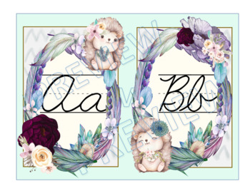 Preview of Woodland Hedgehog Cursive Alphabet (I can customize background colors!)