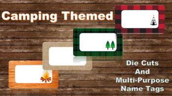 Preview of Woodland Themed Camping Die-cuts and name tags (Editable)