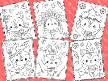 Woodland Tribal Animal Coloring Pages The Crayon Crowd By Piggy Moon