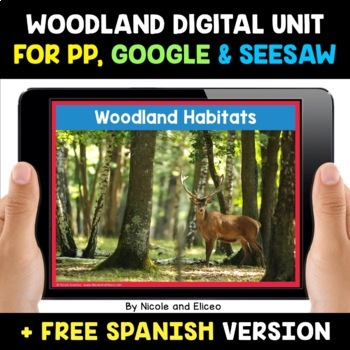 Preview of Forest Animal Habitats Digital Activities for Google and Seesaw + FREE Spanish
