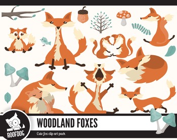 Preview of Woodland foxes clipart pack
