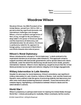 Preview of Woodrow Wilson Worksheet